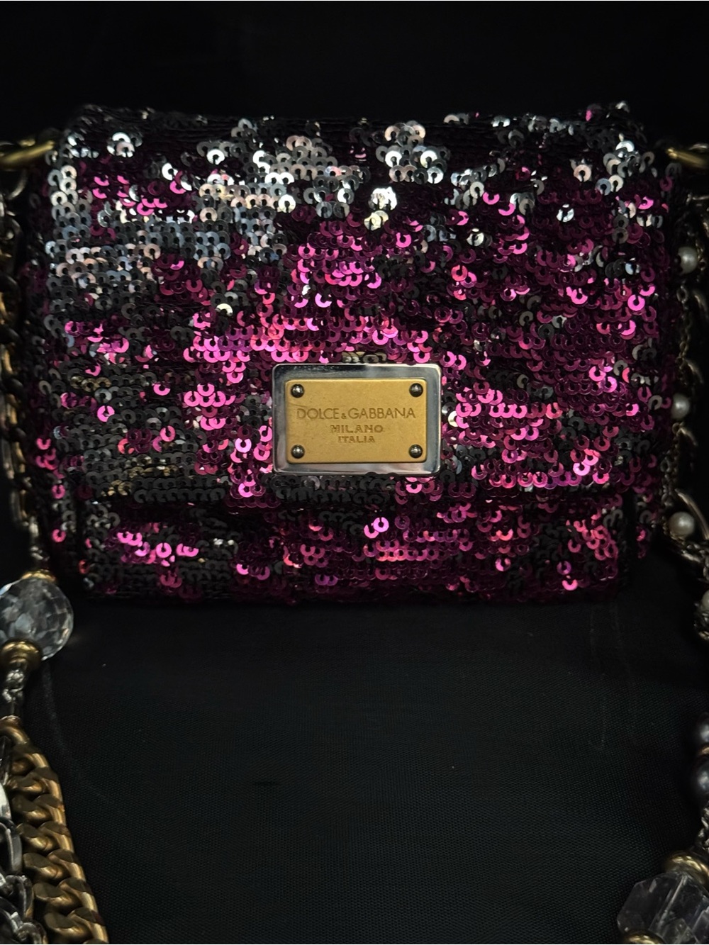 Vintage Dolce & Gabbana Fuchsia and Silver Sequin Evening Bag - Picture 3 of 6